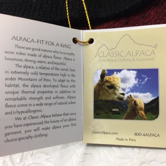 NWT Alpaca Embroidered Leaf Hat Burgundy Fleece Lining - Picture 10 of 11